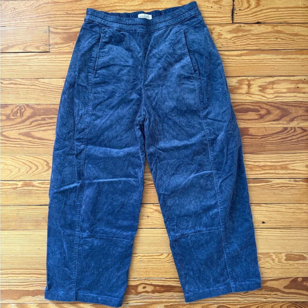 Pilcro Women's The Izzie Relaxed Pull-On Barrel Corduroy Pants Blue Size S